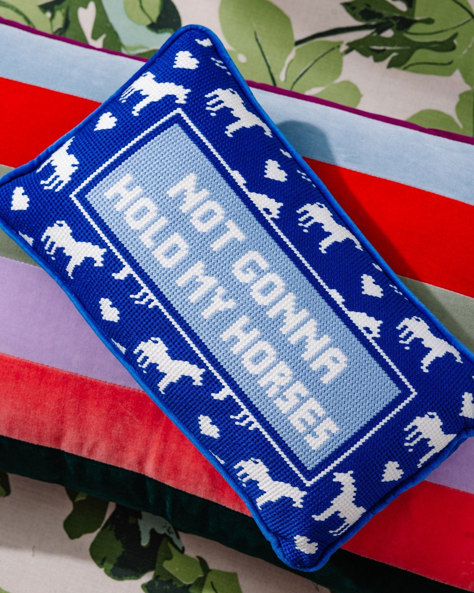 Hold My Horses Needlepoint Pillow - UntamedEgo LLC.