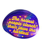 Holographic Glitter Sticker - Hottest Clench Jaws Retro Oval Sticker - UntamedEgo LLC.