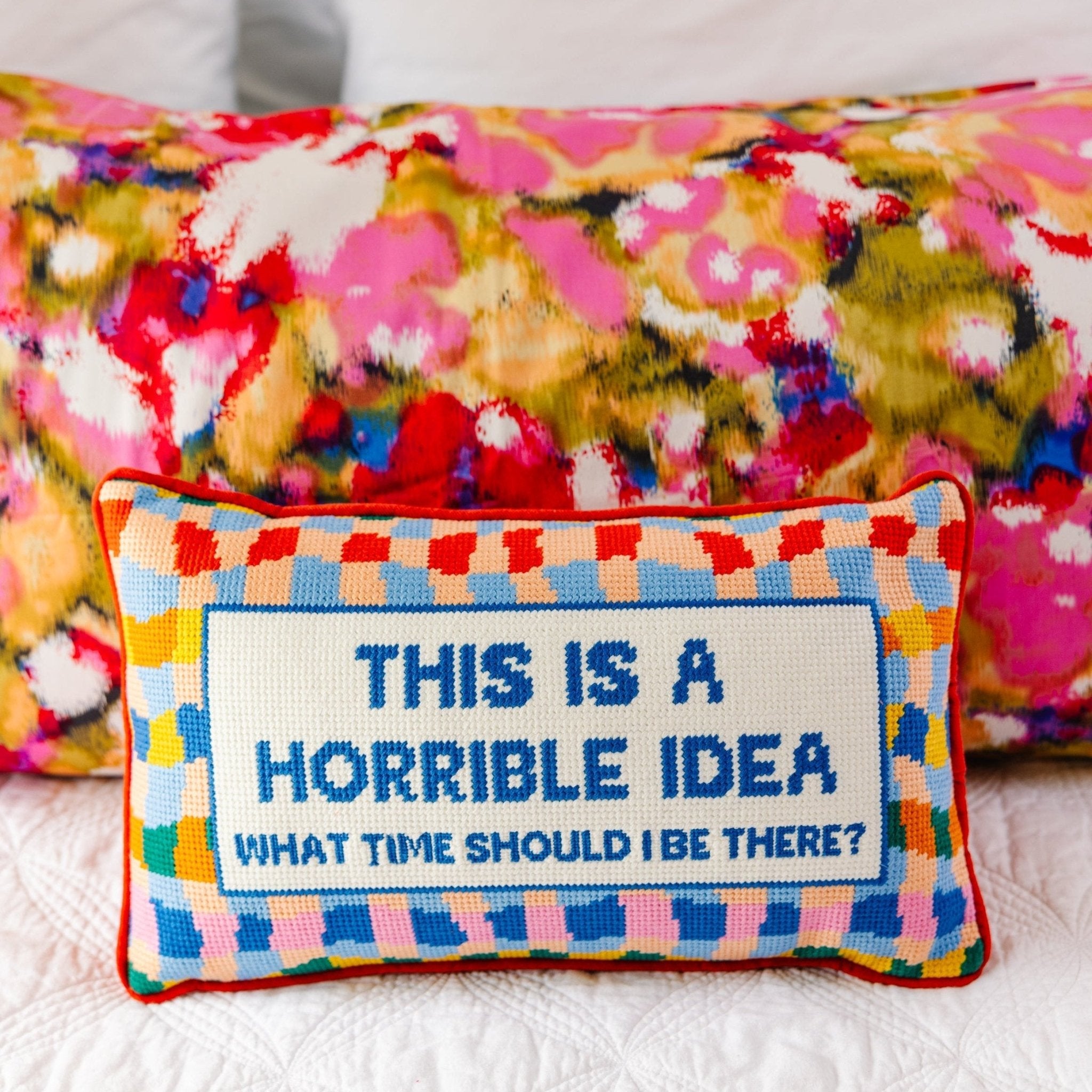 Horrible Idea Needlepoint Pillow - UntamedEgo LLC.