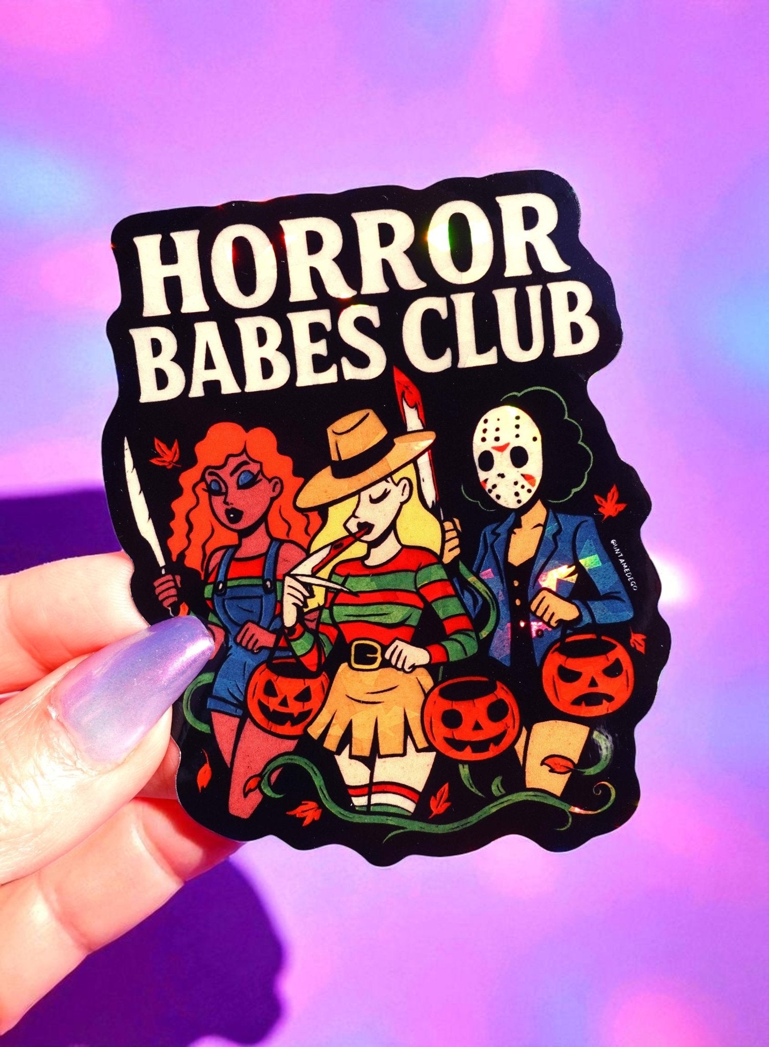 Horror Babes Club Sticker – Funny Retro Halloween Slasher Vinyl Sticker - UntamedEgo LLC.