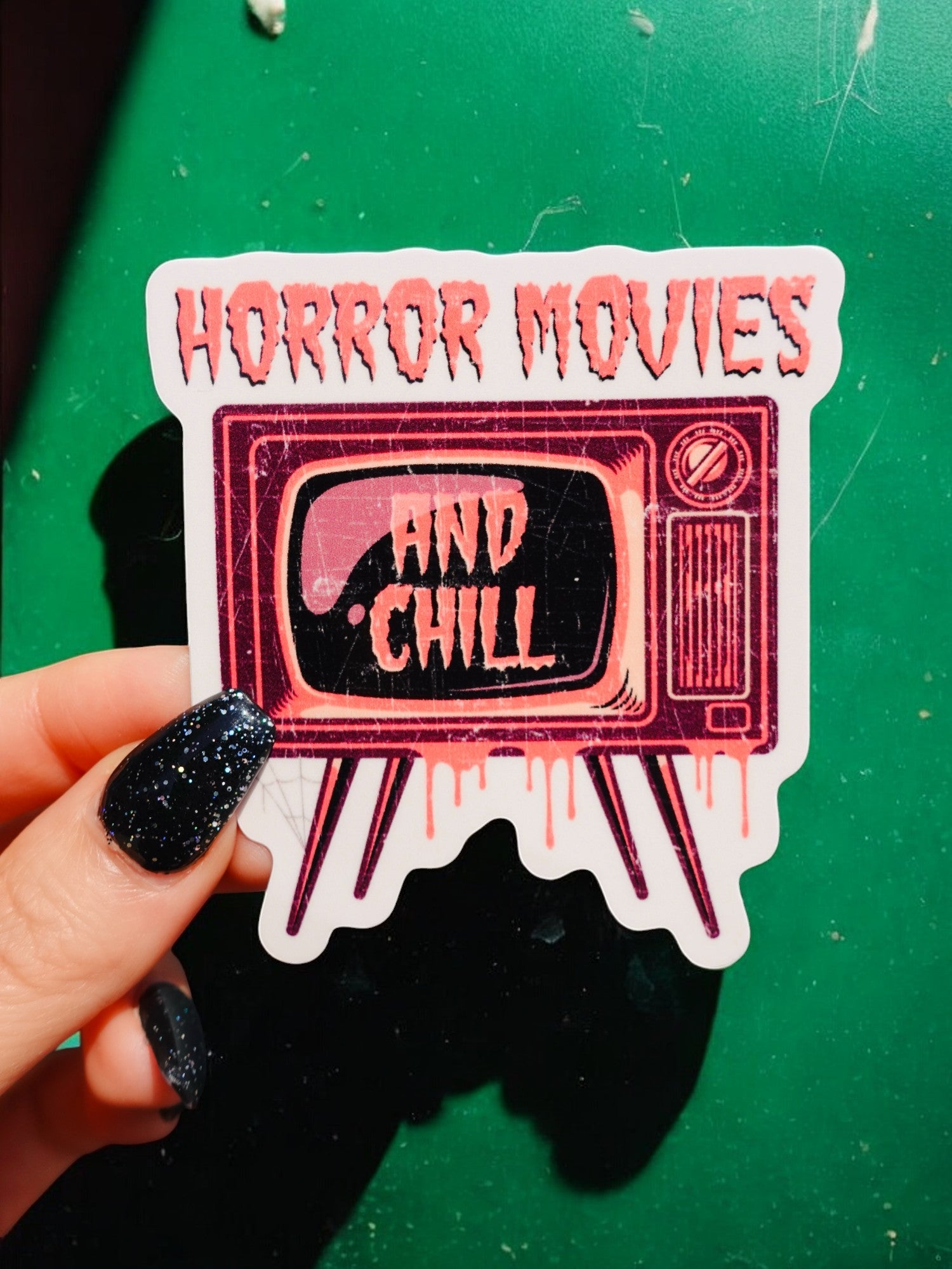Horror Movies And Chill Halloween Sticker - UntamedEgo LLC.
