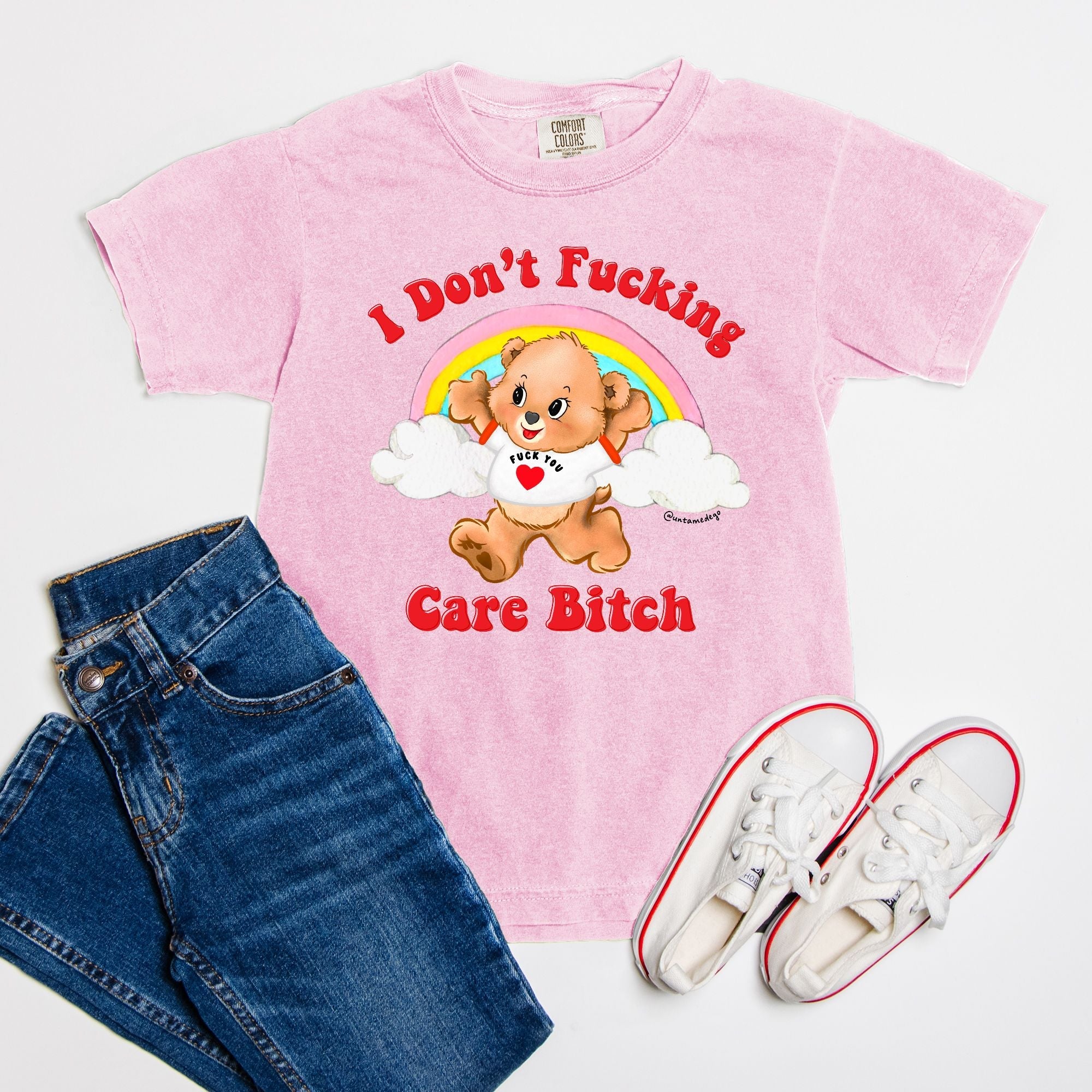 I Don't Fucking Care Bitch Lolly The Bear Youth Tee - UntamedEgo LLC.