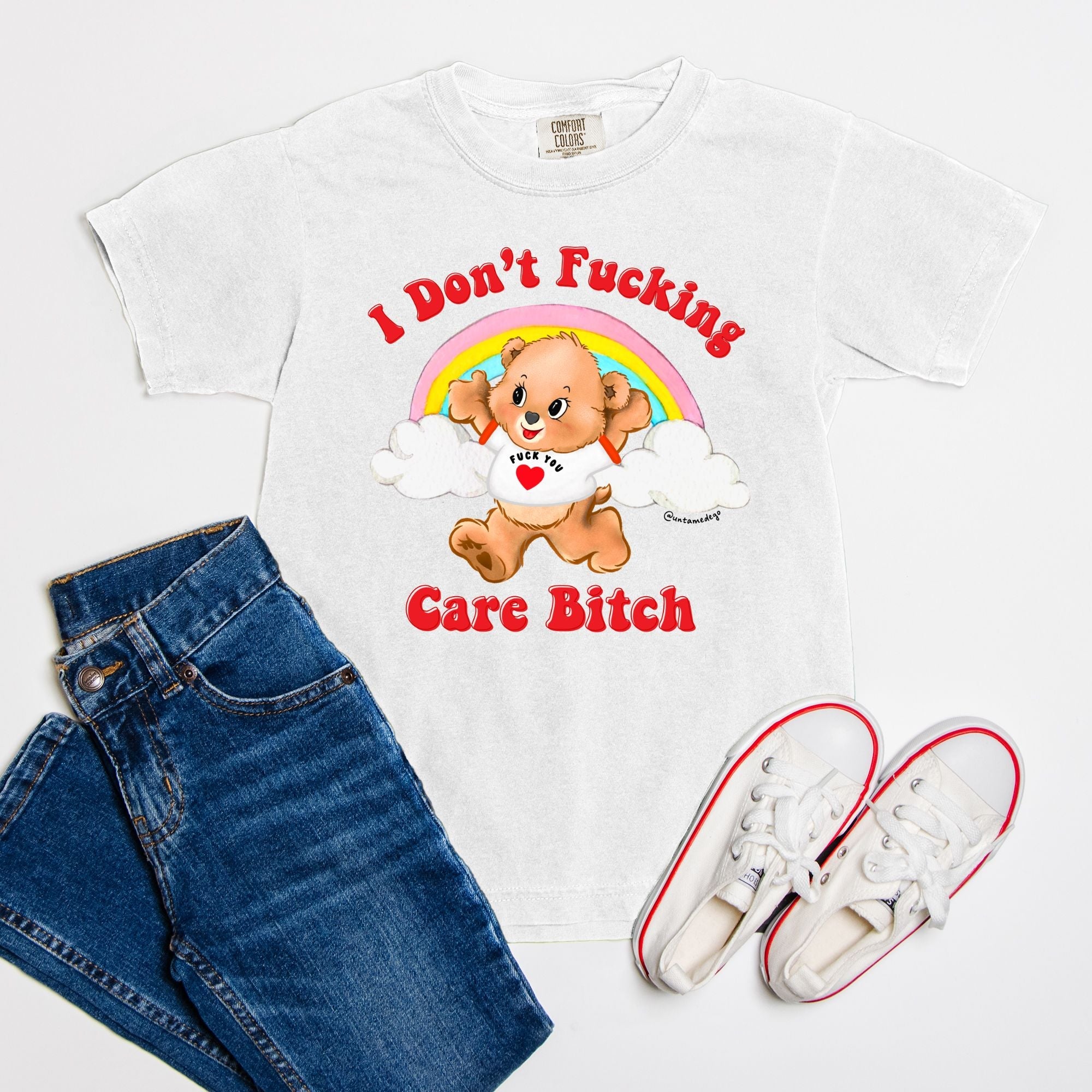 I Don't Fucking Care Bitch Lolly The Bear Youth Tee - UntamedEgo LLC.