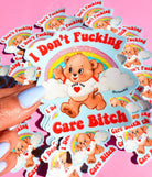 I Don’t Fucking Care – Retro Bear Glitter Vinyl Sticker - UntamedEgo LLC.