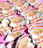 I Don’t Fucking Care – Retro Bear Glitter Vinyl Sticker - UntamedEgo LLC.
