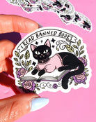 I Read Banned Books Sticker – Black Cat Reading Vinyl Decal – Feminist Book Lover Waterproof - UntamedEgo LLC.