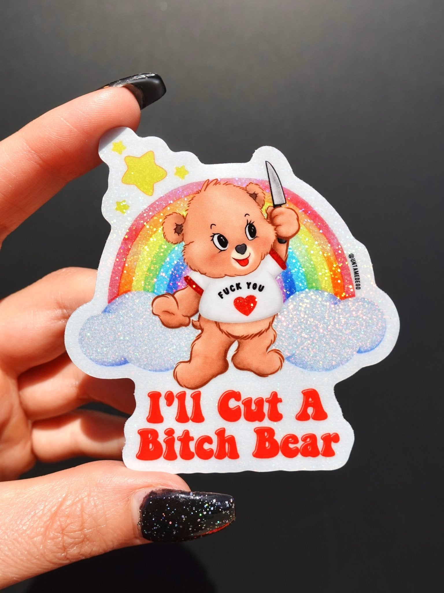 I'll Cut A Bitch Bear Lolly The Bear Sticker - UntamedEgo LLC.
