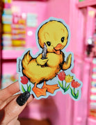 Knife Ducky – Funny Retro Duck Glitter Vinyl Sticker - UntamedEgo LLC.
