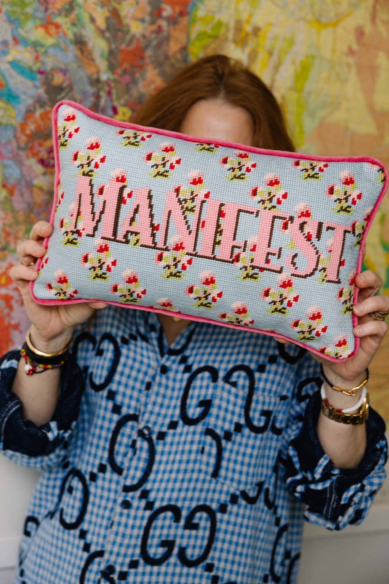 Manifest Needlepoint Pillow - UntamedEgo LLC.
