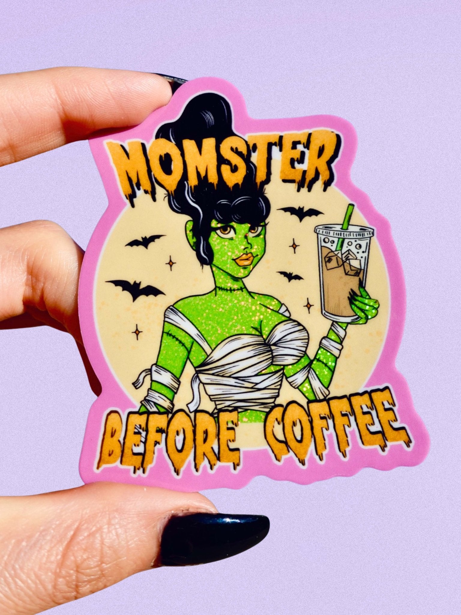 Momster Before Coffee Halloween Sticker - UntamedEgo LLC.