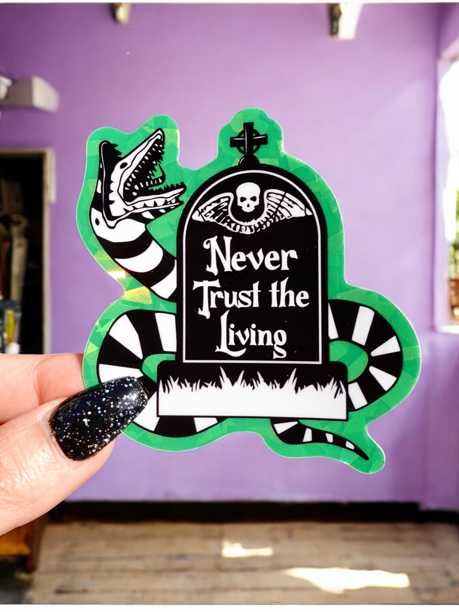 Never Trust The Living Halloween Vinyl Sticker - UntamedEgo LLC.
