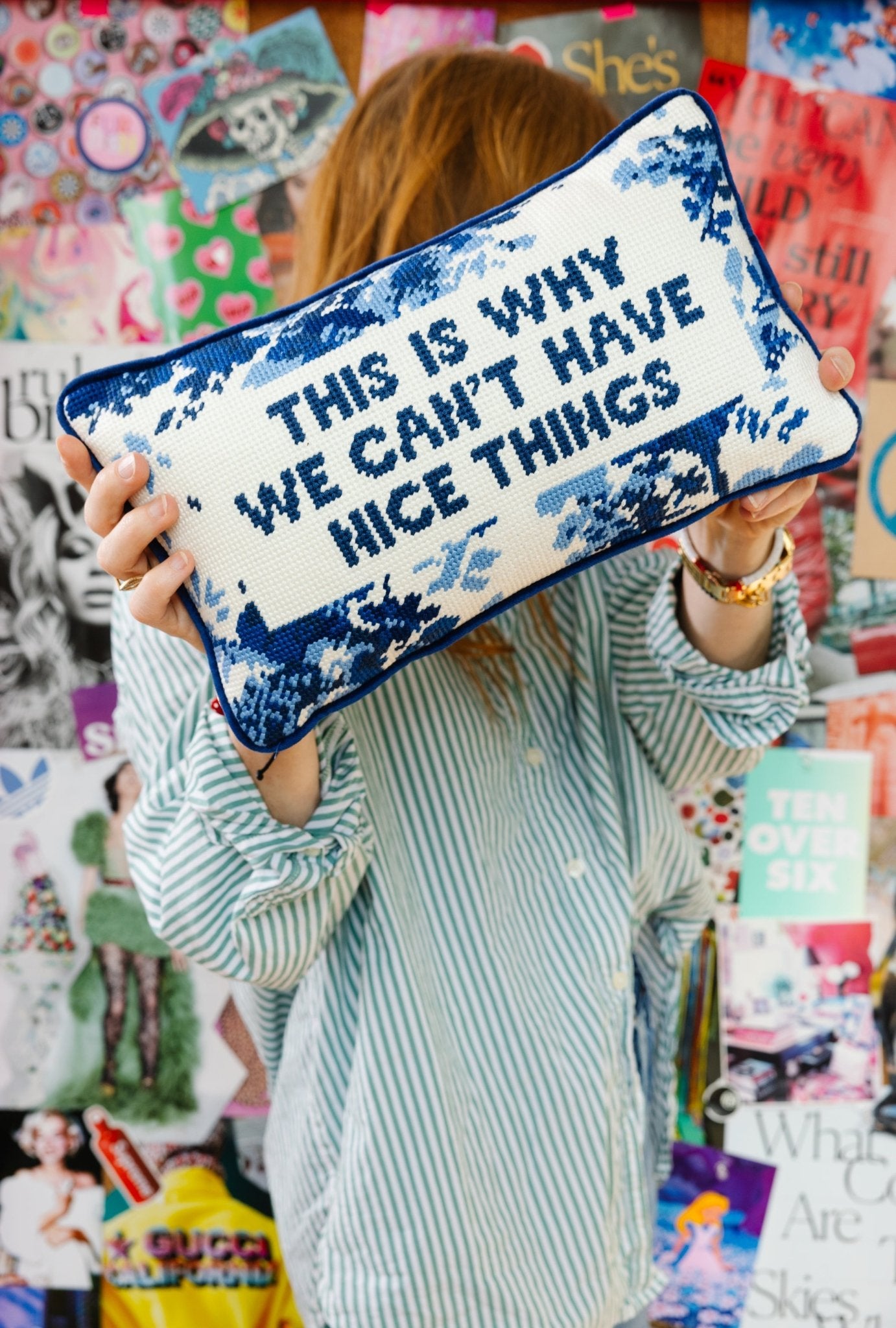 Nice Things Needlepoint Pillow - UntamedEgo LLC.