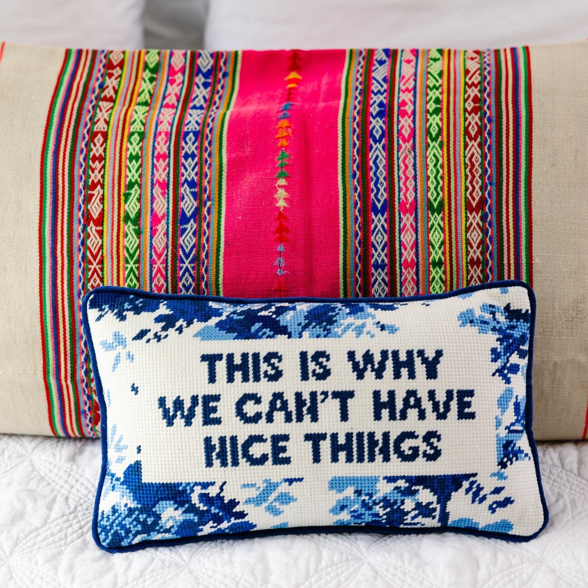 Nice Things Needlepoint Pillow - UntamedEgo LLC.