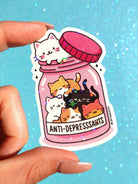OOPSIE STICKER - Anti - Depressants Cats Sticker – Cute Kawaii Glitter Vinyl Sticker - UntamedEgo LLC.