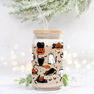 Pumpkin Kitty Halloween Glass Can Tumbler - UntamedEgo LLC.