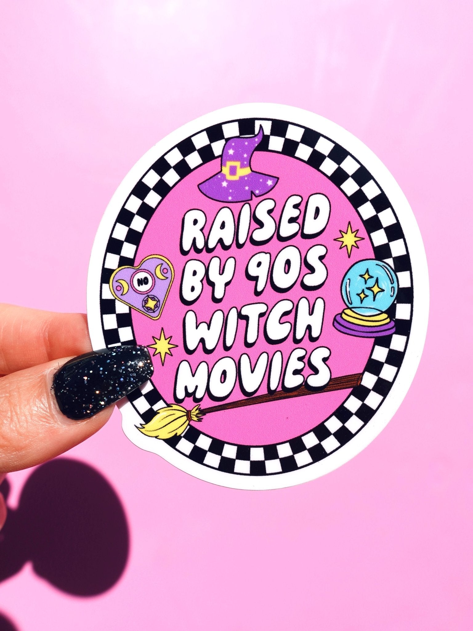 Raised By 90's Witch Movies Halloween Sticker - UntamedEgo LLC.
