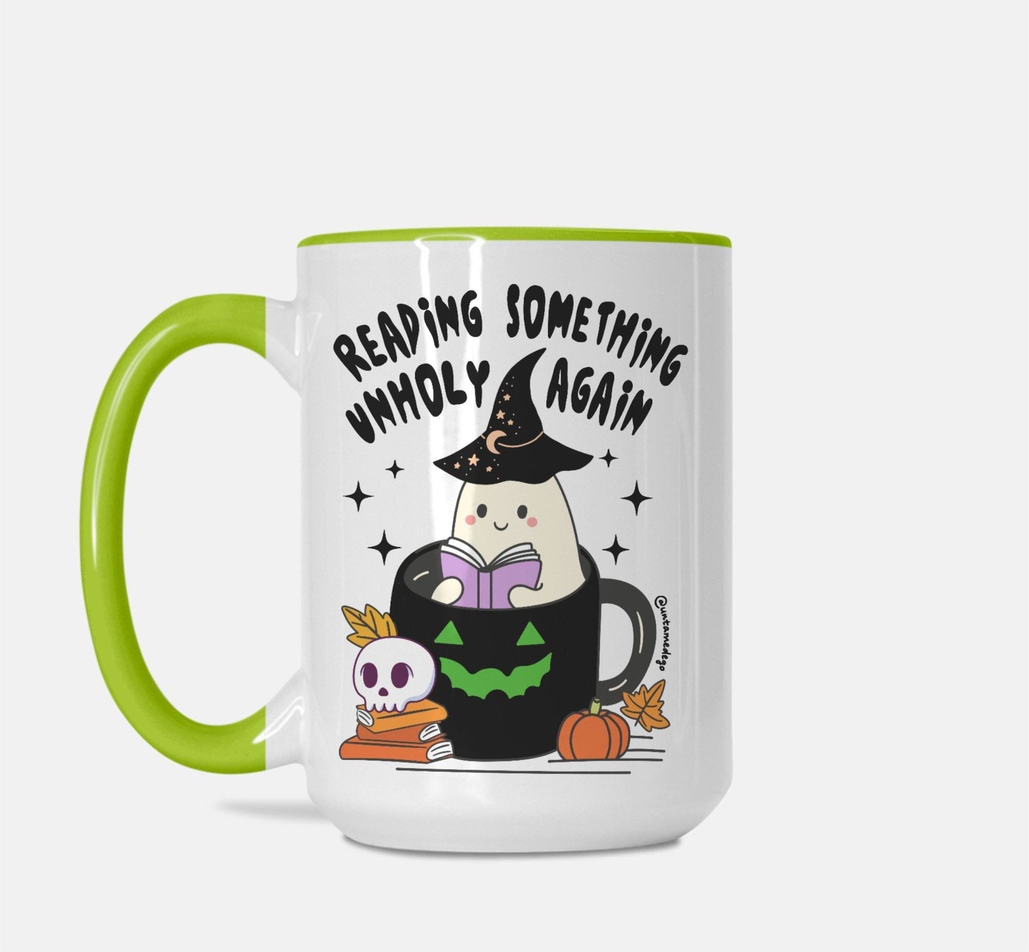 Reading Something Unholy Again Halloween Mug - UntamedEgo LLC.