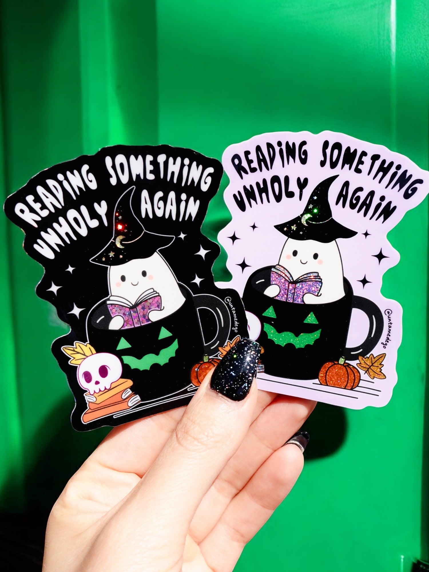 Reading Something Unholy Again Halloween Sticker - UntamedEgo LLC.