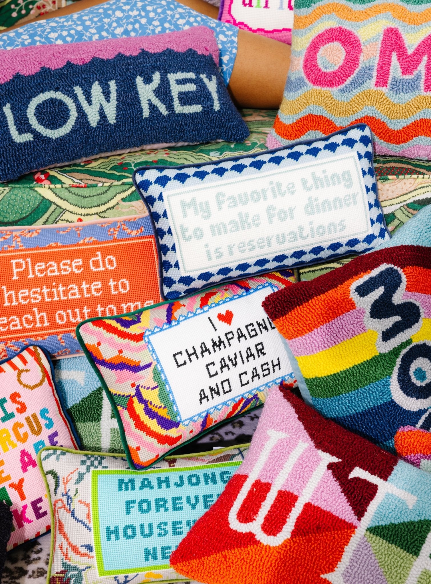 Reservations Needlepoint Pillow - UntamedEgo LLC.