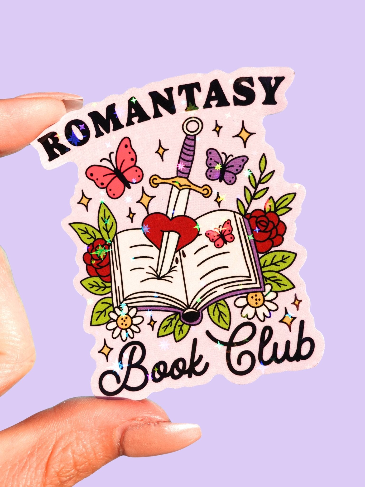 Romantasy Book Club Sticker – Holographic Fantasy Romance Bookish Vinyl Sticker - UntamedEgo LLC.