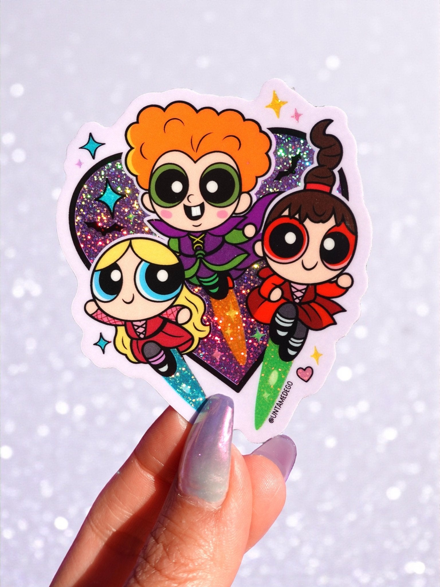 Sanderpuffs Sisters Sticker – Glitter Halloween Witch Mashup Vinyl Sticker - UntamedEgo LLC.