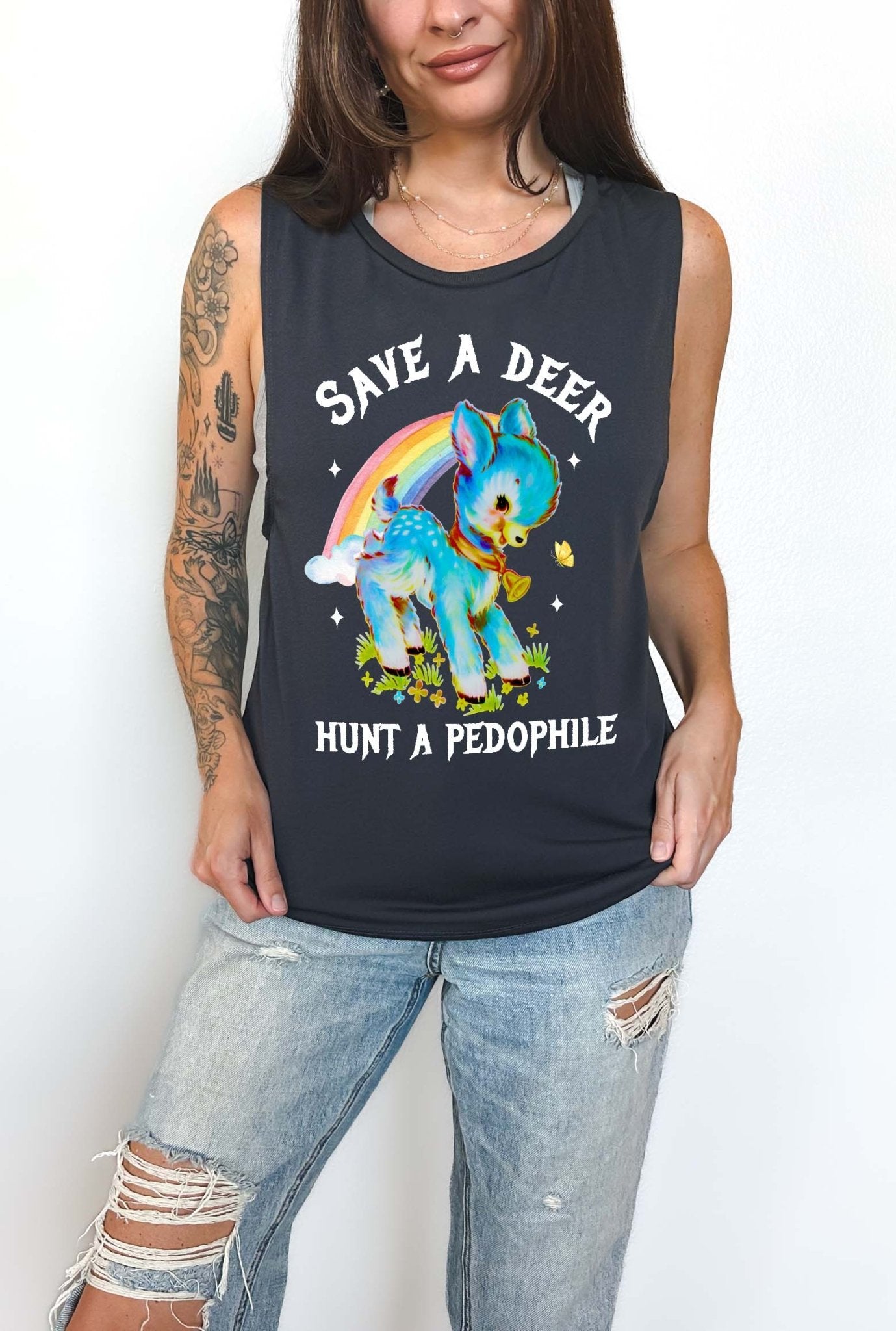 Save A Deer Hunt A Pedophile Muscle Tank - UntamedEgo LLC.