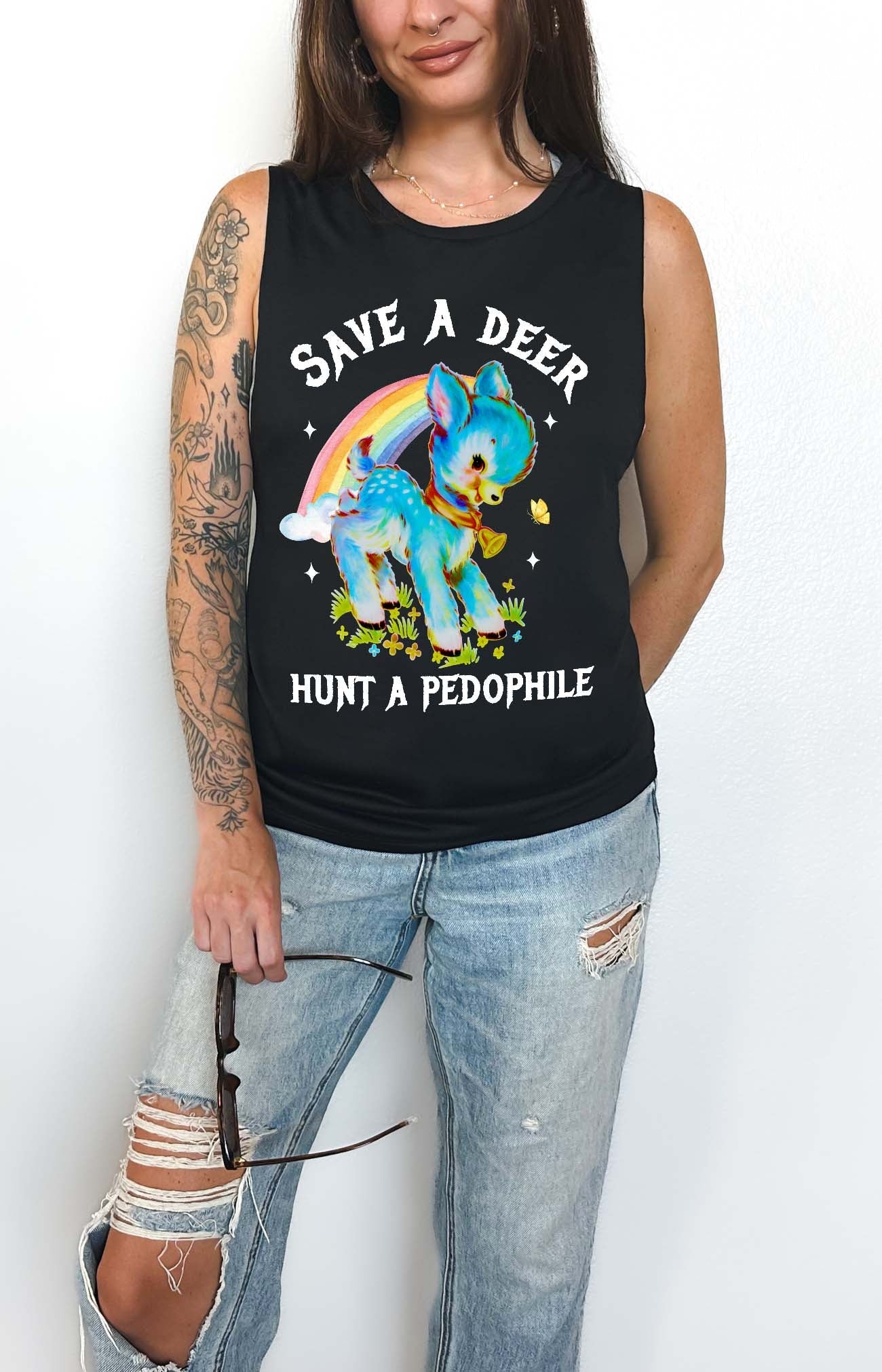 Save A Deer Hunt A Pedophile Muscle Tank - UntamedEgo LLC.