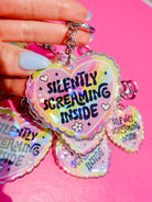 Silently Screaming Inside Holographic Heart Holographic Keychain - UntamedEgo LLC.