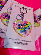 Silently Screaming Inside Holographic Heart Holographic Keychain - UntamedEgo LLC.