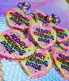 Silently Screaming Inside Holographic Heart Holographic Keychain - UntamedEgo LLC.