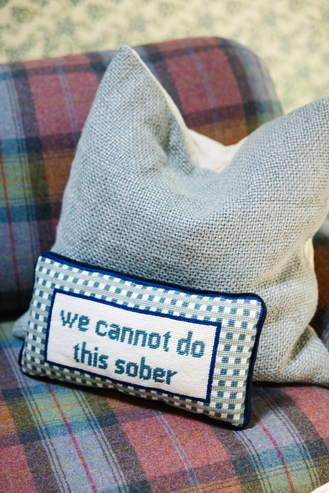 Sober Needlepoint Pillow - UntamedEgo LLC.