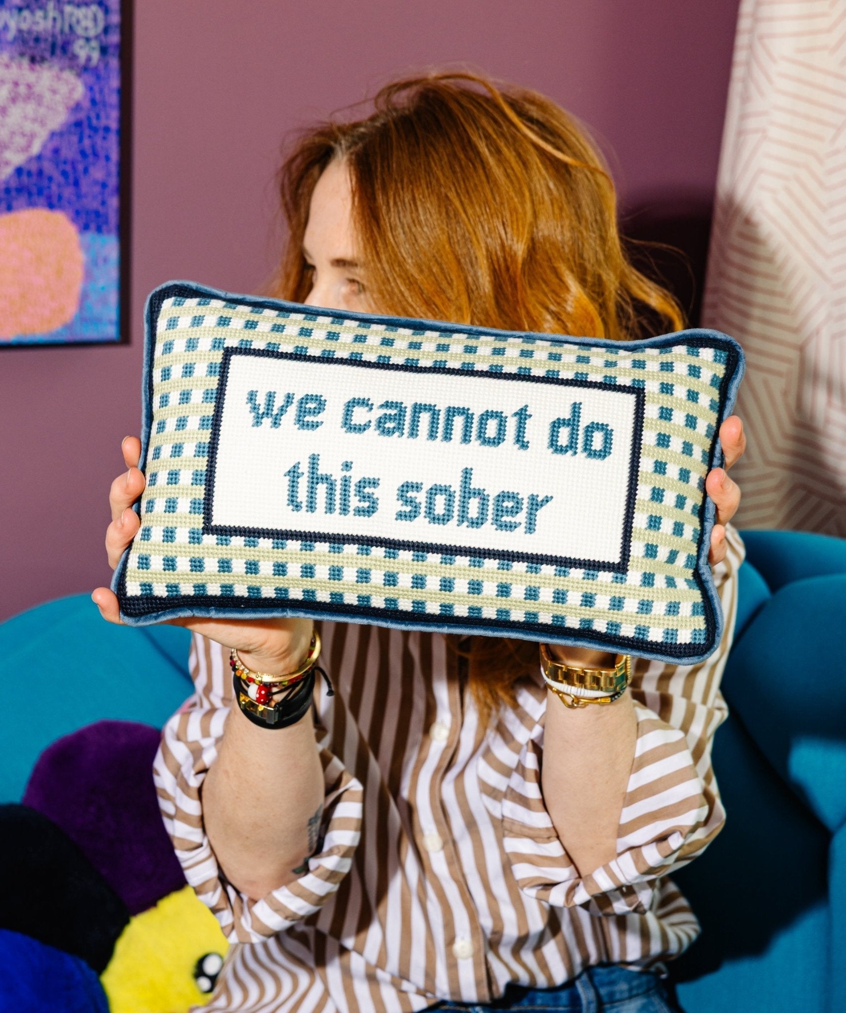 Sober Needlepoint Pillow - UntamedEgo LLC.