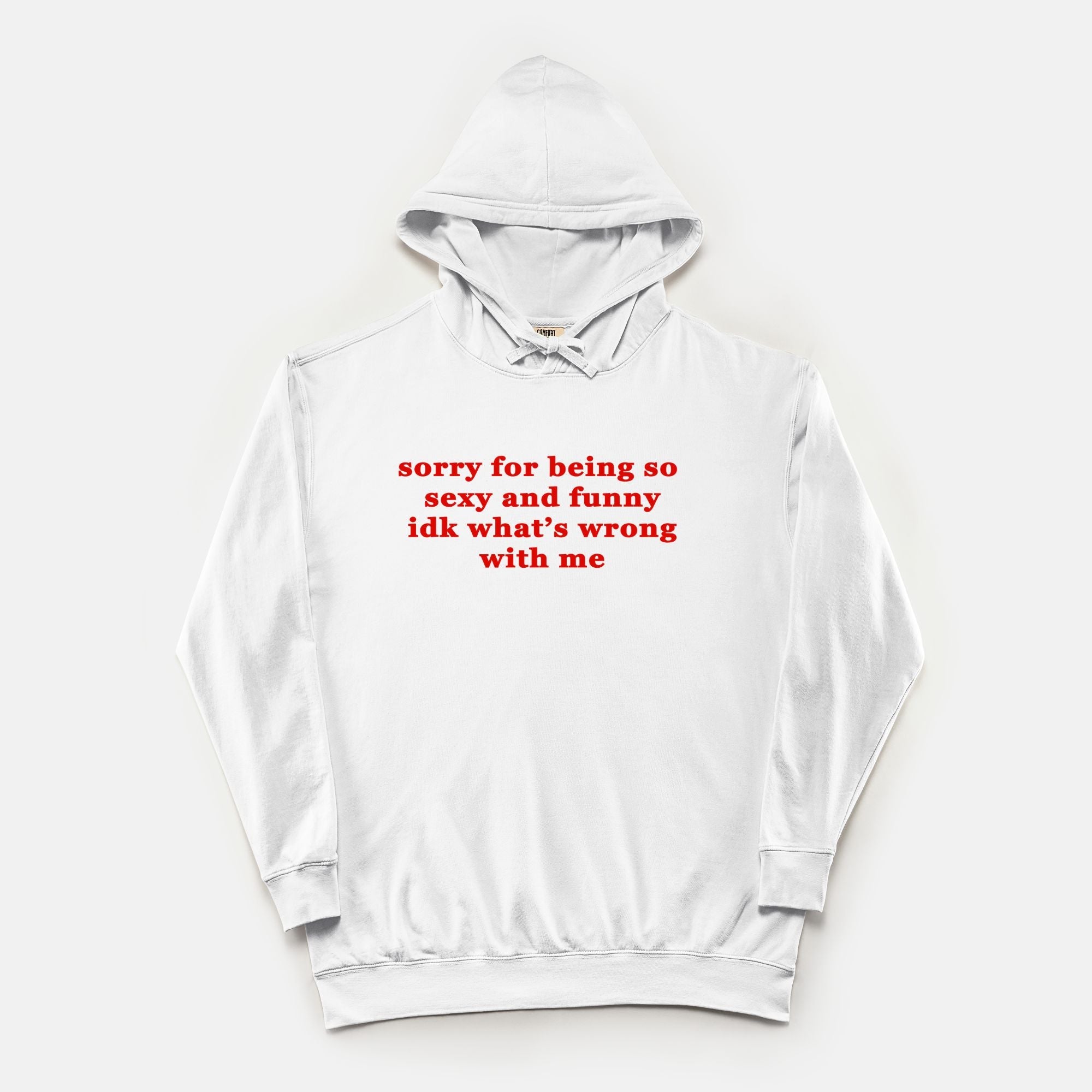 Sorry For Being So Sexy And Funny Idk What's Wrong With Me Vintage Wash Hoodie - UntamedEgo LLC.