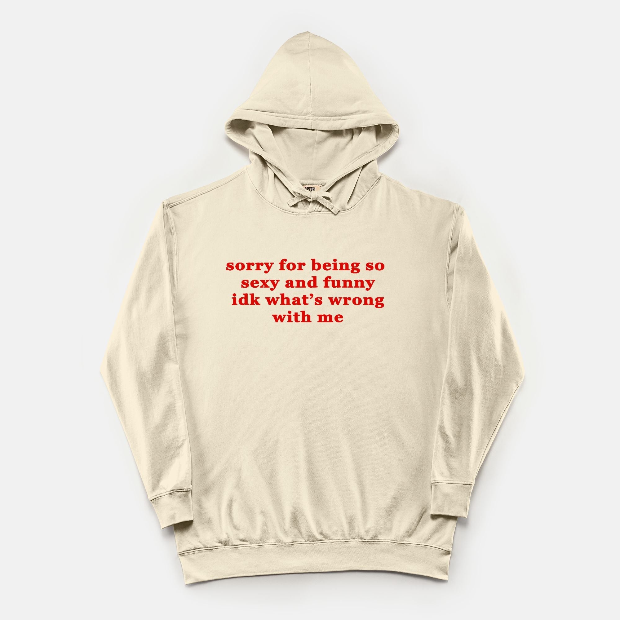 Sorry For Being So Sexy And Funny Idk What's Wrong With Me Vintage Wash Hoodie - UntamedEgo LLC.