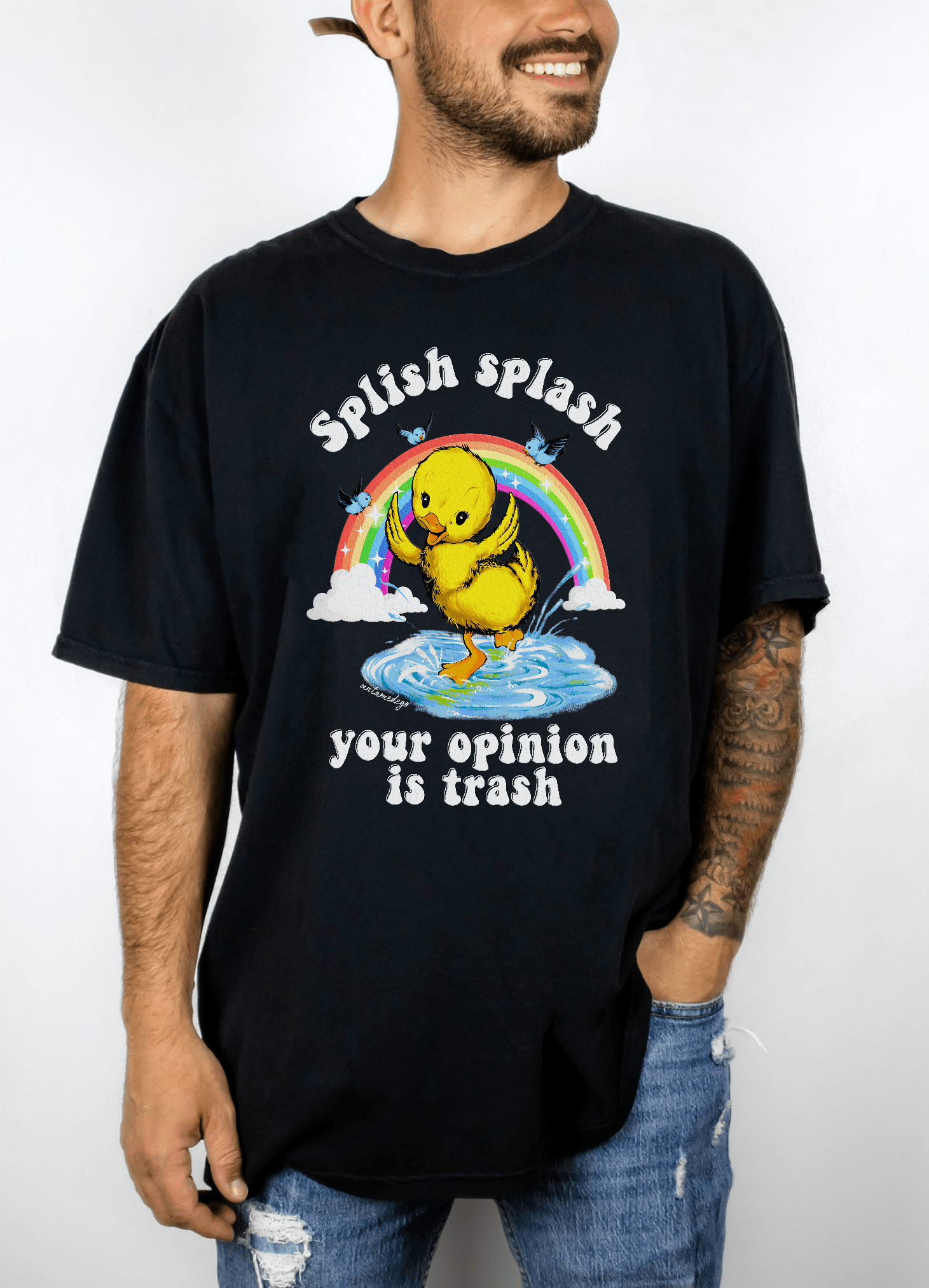 Splish Splash Your Opinion Is Trash Ducky Mens Tee - UntamedEgo LLC.