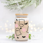Spooky Flower Ghost Halloween Glass Can Tumbler - UntamedEgo LLC.