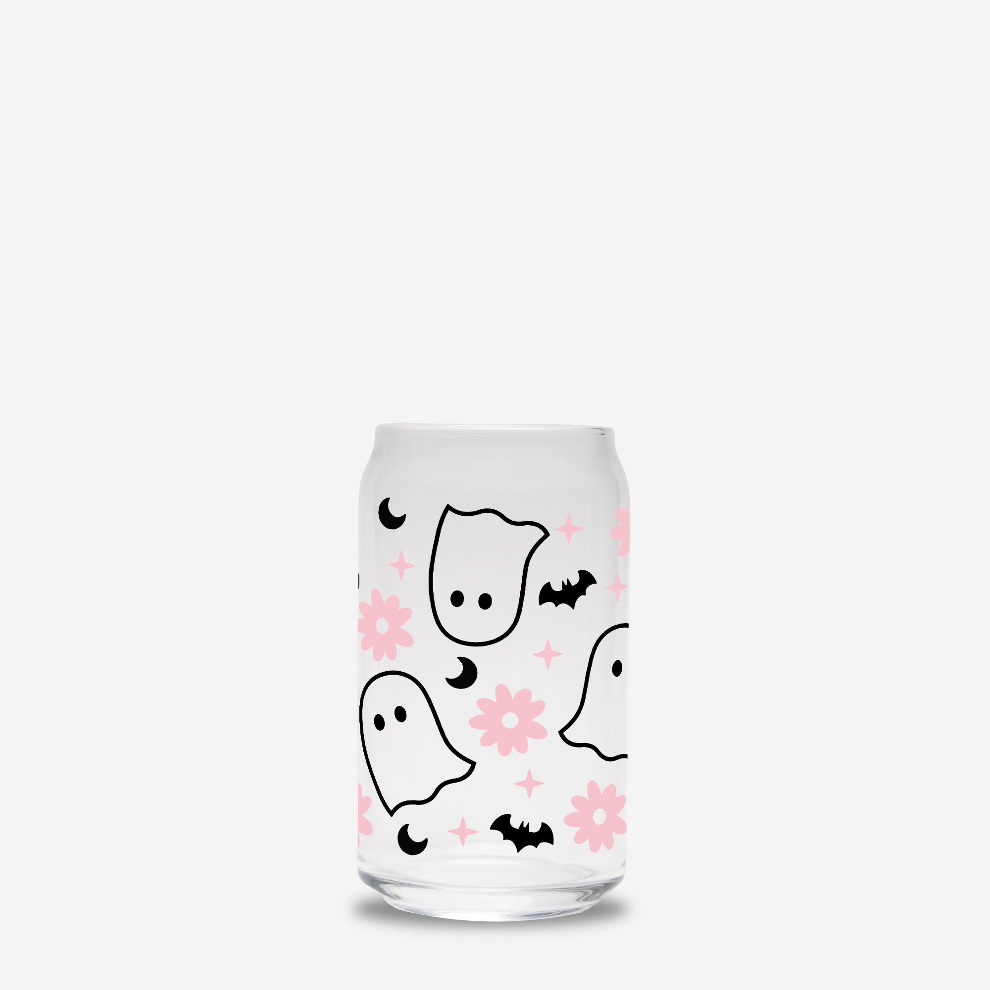 Spooky Flower Ghost Halloween Glass Can Tumbler - UntamedEgo LLC.