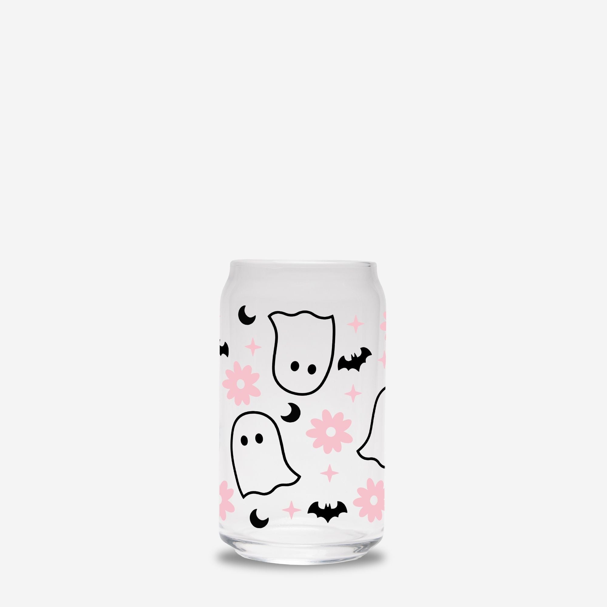Spooky Flower Ghost Halloween Glass Can Tumbler - UntamedEgo LLC.