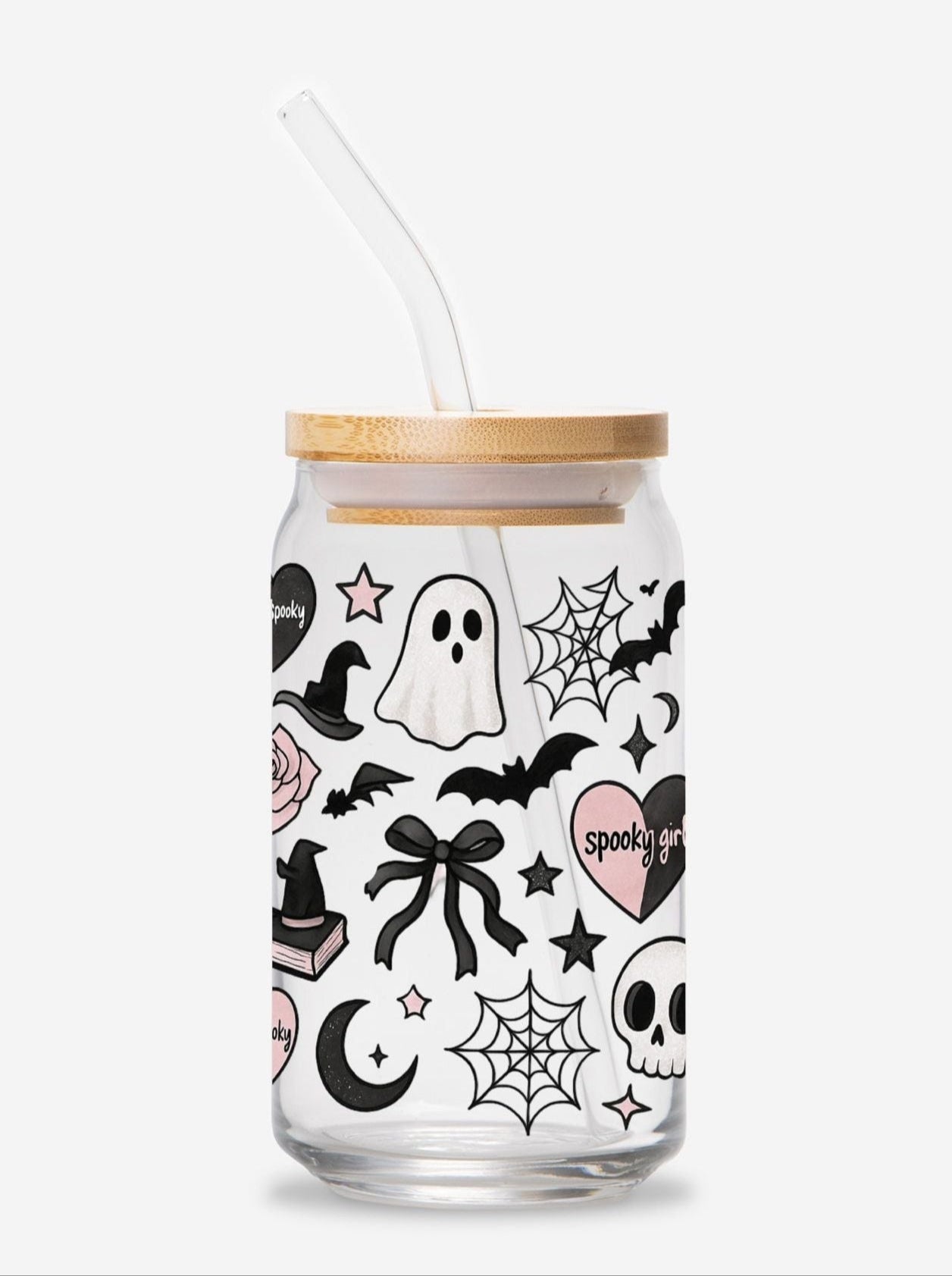 Spooky Girl Halloween Glass Can Tumbler - UntamedEgo LLC.
