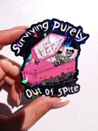 Surviving Purely Out of Spite Sticker – Funny Gothic Glitter Vinyl Sticker - UntamedEgo LLC.