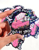 Surviving Purely Out of Spite Sticker – Funny Gothic Glitter Vinyl Sticker - UntamedEgo LLC.