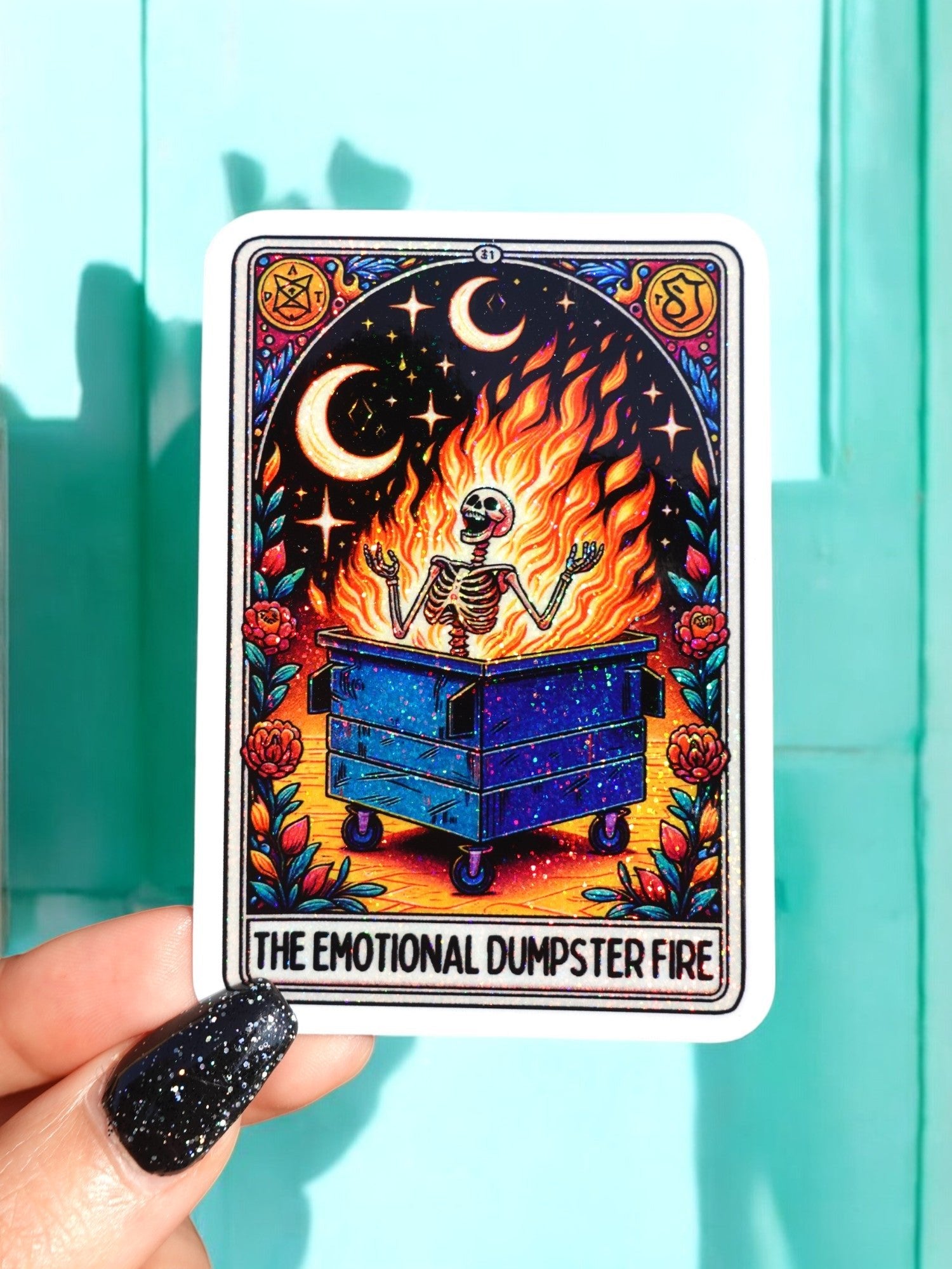 The Emotional Dumpster Fire Tarot Card Sticker - UntamedEgo LLC.
