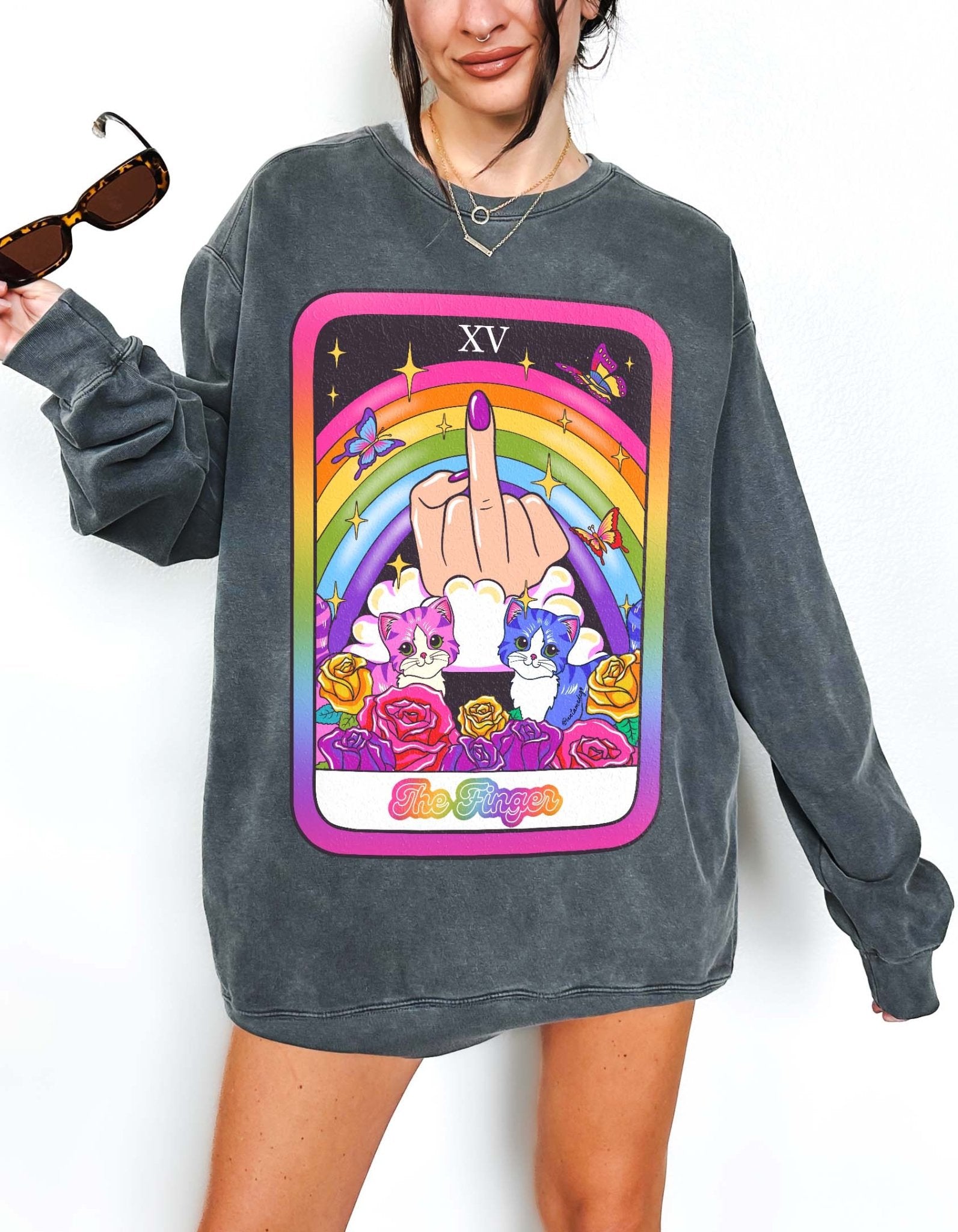 The Finger Tarot Card Crew Sweatshirt - UntamedEgo LLC.