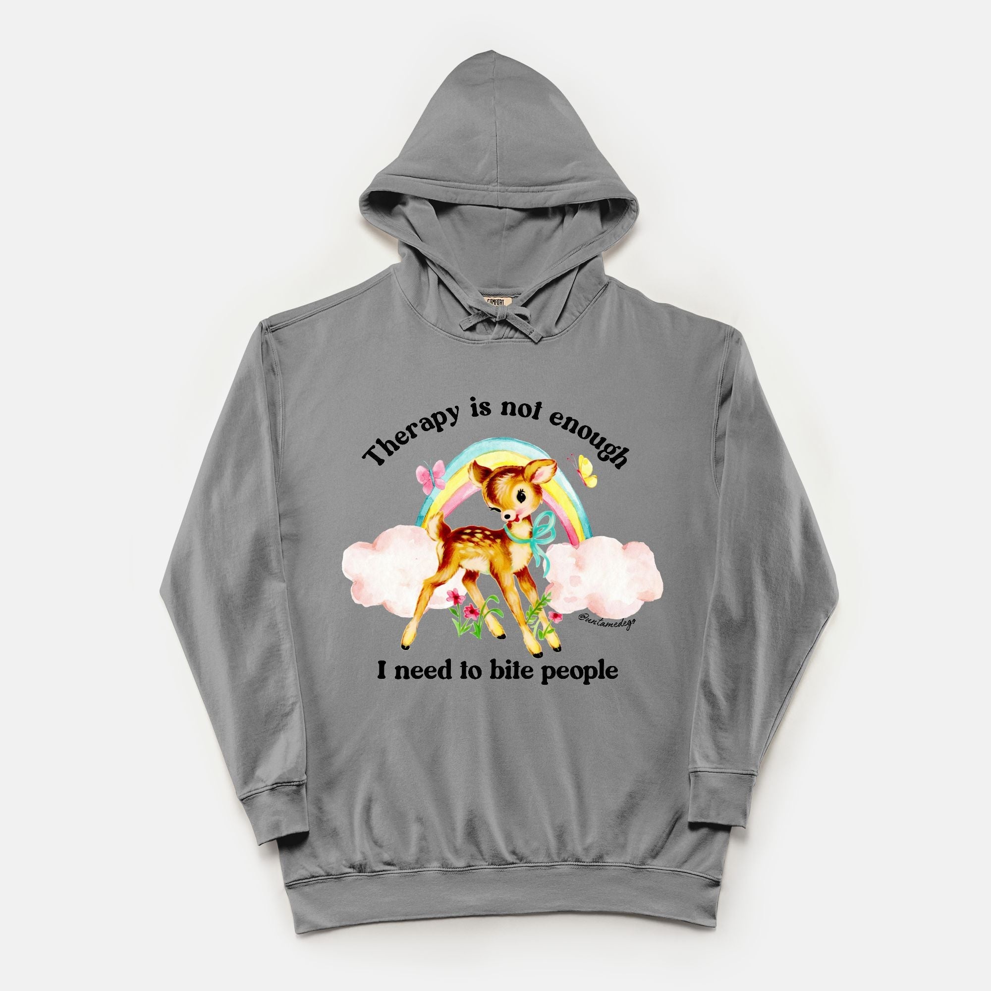 Therapy Is Not Enough I Need To Bite People Vintage HoodieComfort Color Lightweight Hooded Sweatshirt 1467 - UntamedEgo LLC.