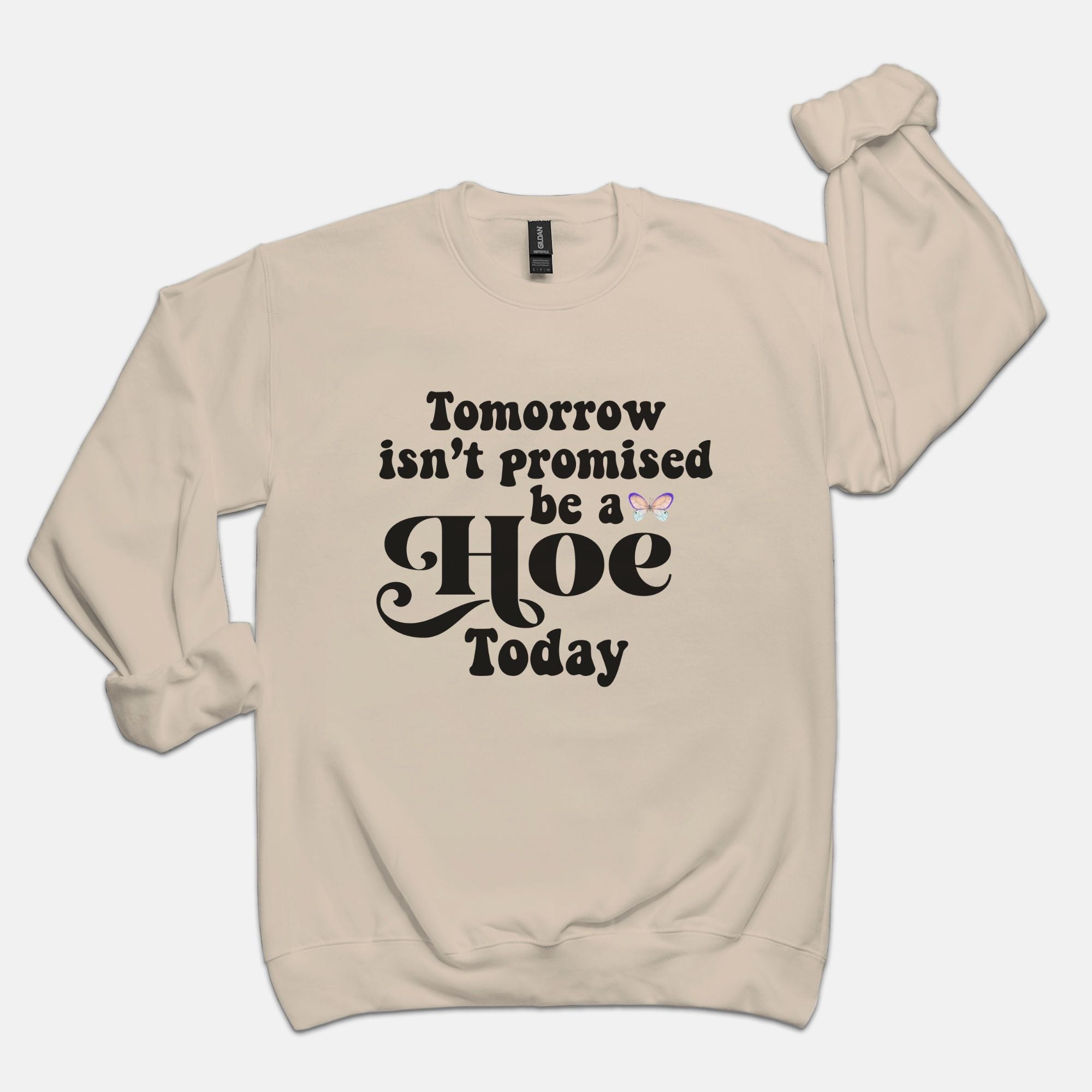Tomorros Isn't Promised Be A Hoe Today Crew Sweatshirt - UntamedEgo LLC.