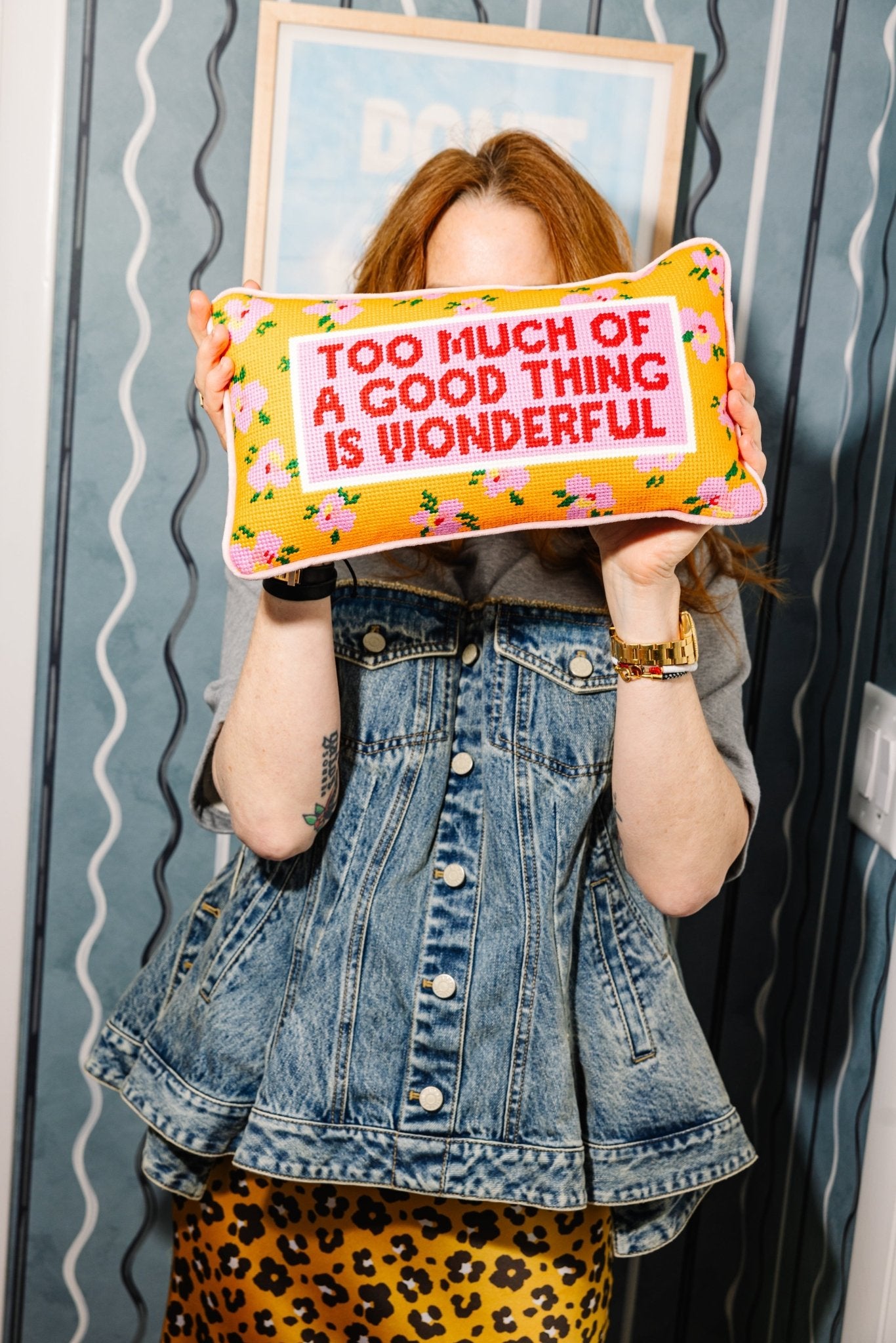Too Much Needlepoint Pillow - UntamedEgo LLC.
