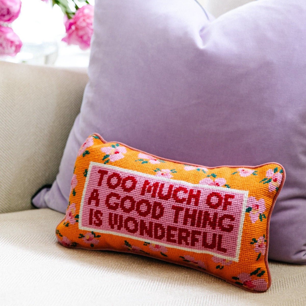 Too Much Needlepoint Pillow - UntamedEgo LLC.