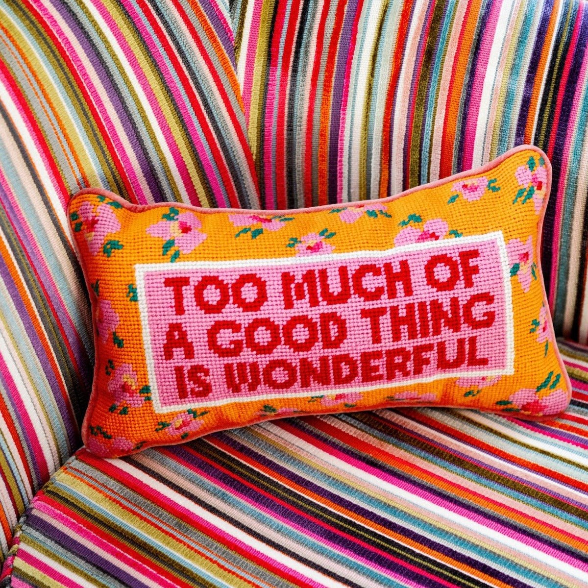 Too Much Needlepoint Pillow - UntamedEgo LLC.