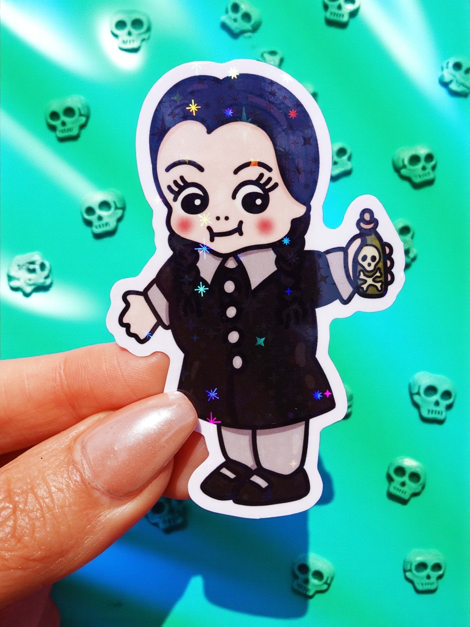 Wednesday Sticker – Creepy Cute Gothic Glitter Vinyl Decal - UntamedEgo LLC.