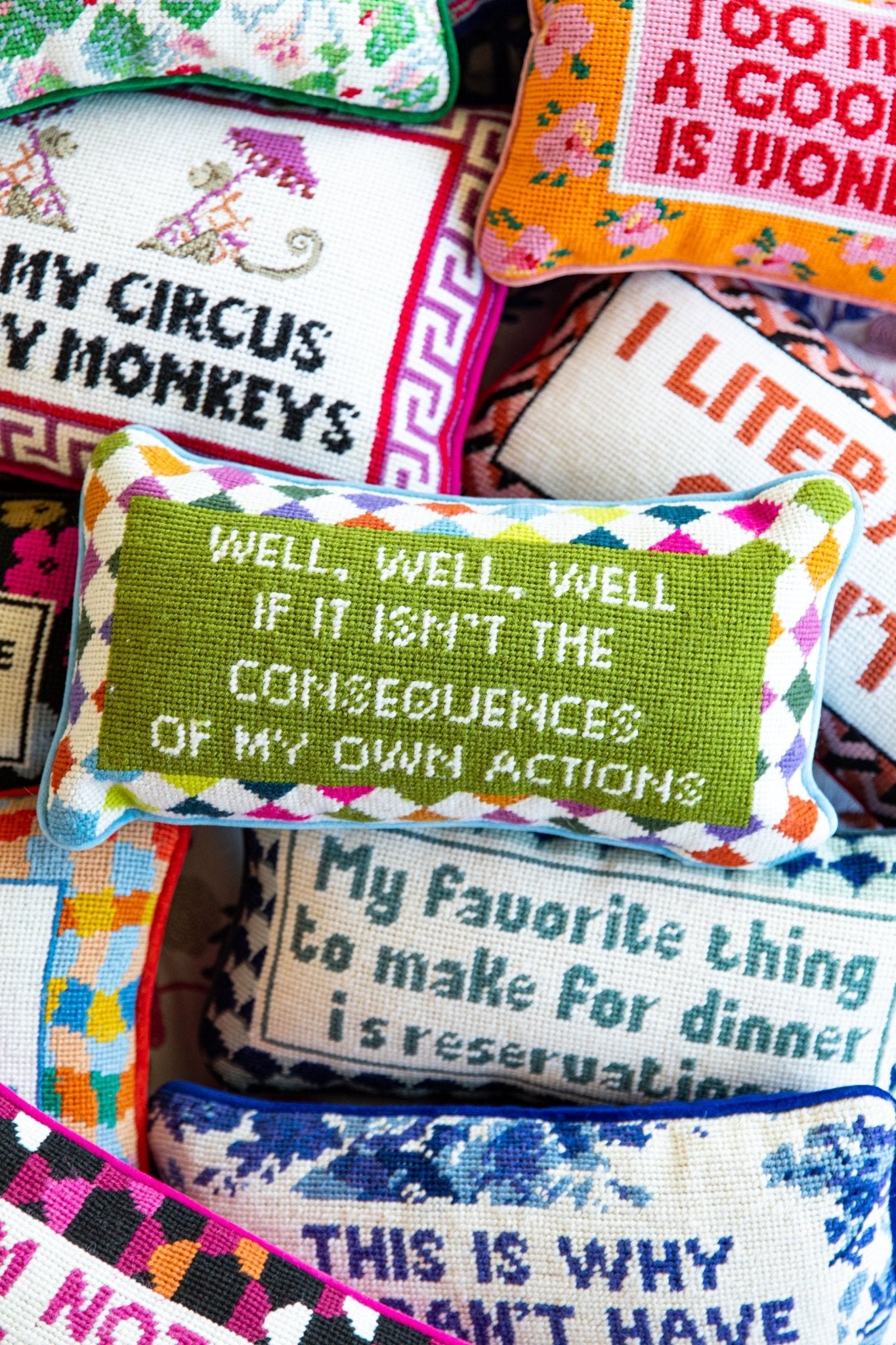 Well Well Well Needlepoint Pillow - UntamedEgo LLC.